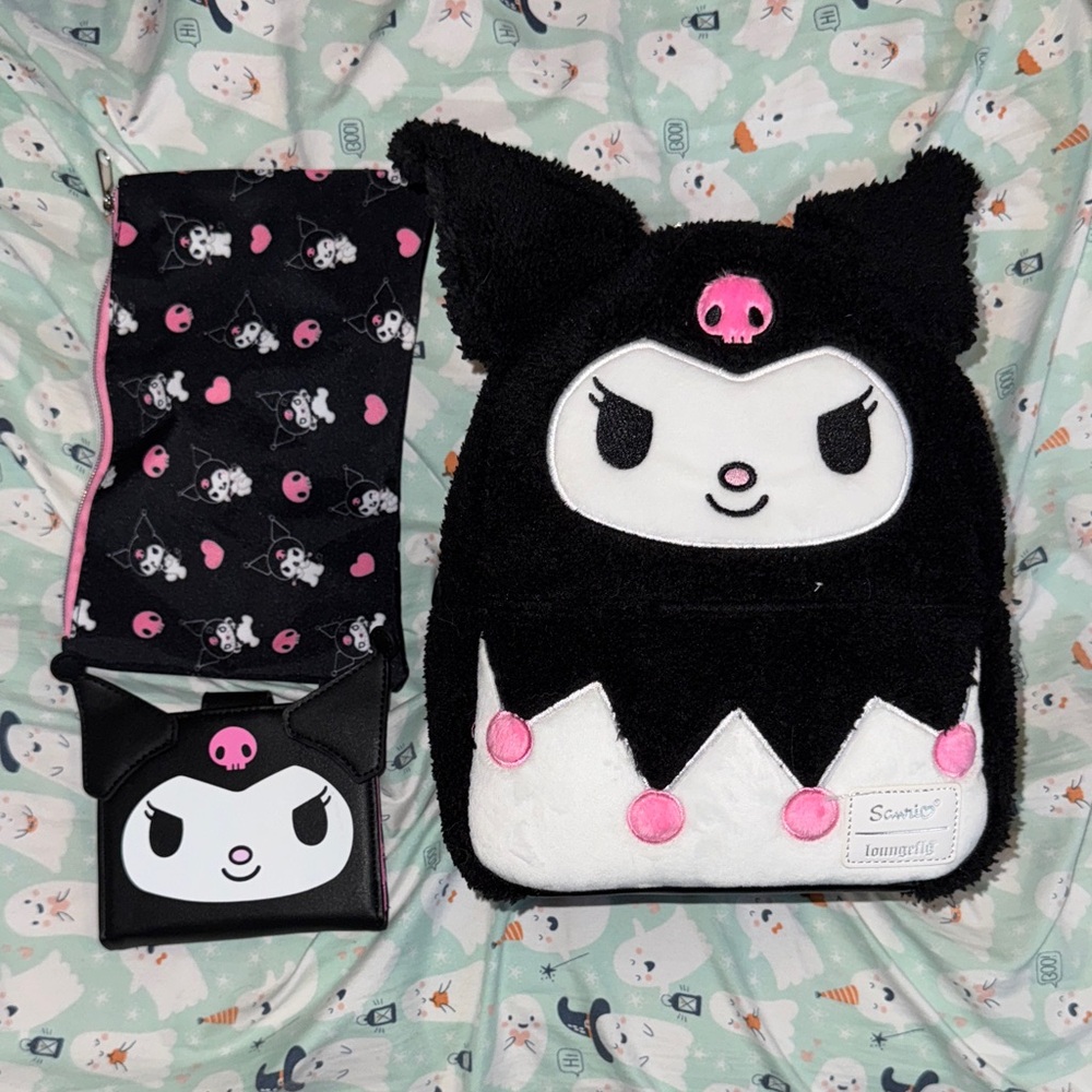 Loungefly Black and White Backpack with Pink Accents